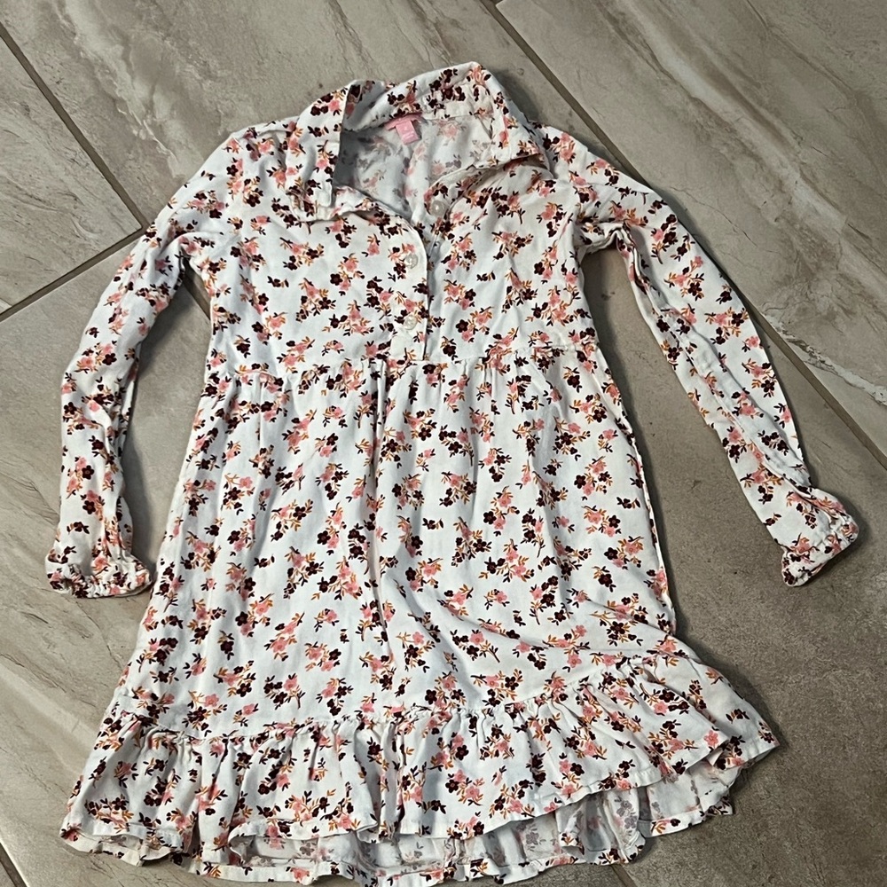 Floral Long Sleeve Kids Casual Dress